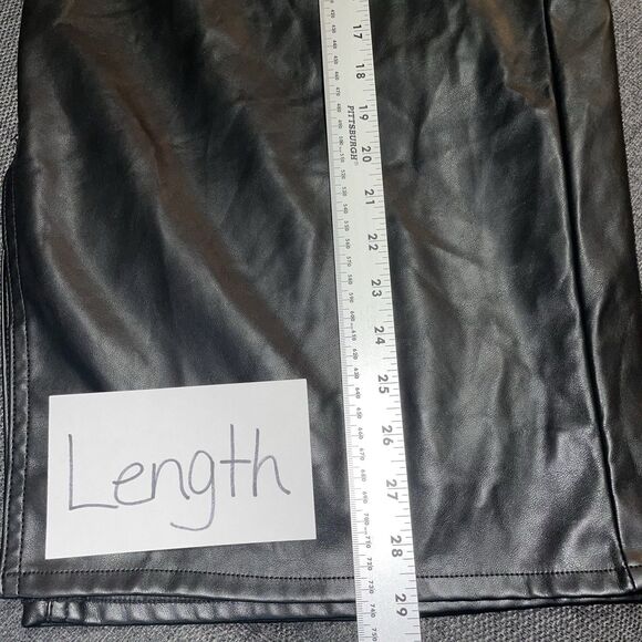 Terra & Sky Faux Leather Pencil Skirt Midi Black High Rise Slim Fit Size 20W - Picture 6 of 9